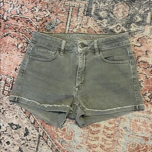 Grey-Green American Eagle Outtfitters Super Super Stretch High Rise Shortie